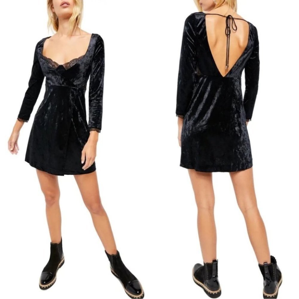 Free People Kat Faux Wrap Velvet Mini Dress